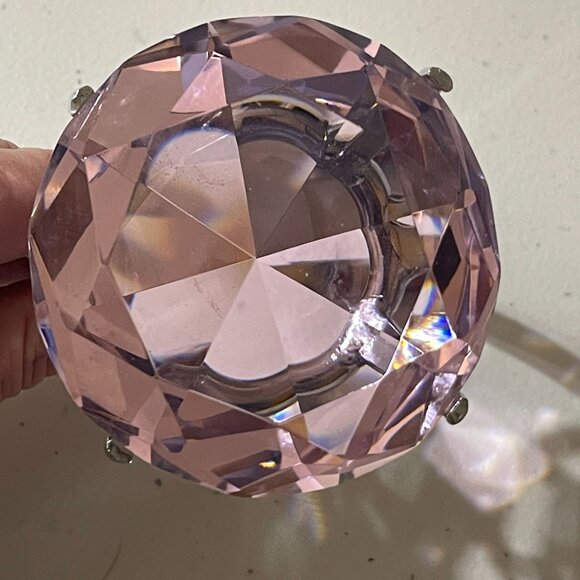 VTG Pink Crystal Gem Silver Tone Metal Ring Paperweight Wedding Decor - Picture 7 of 7